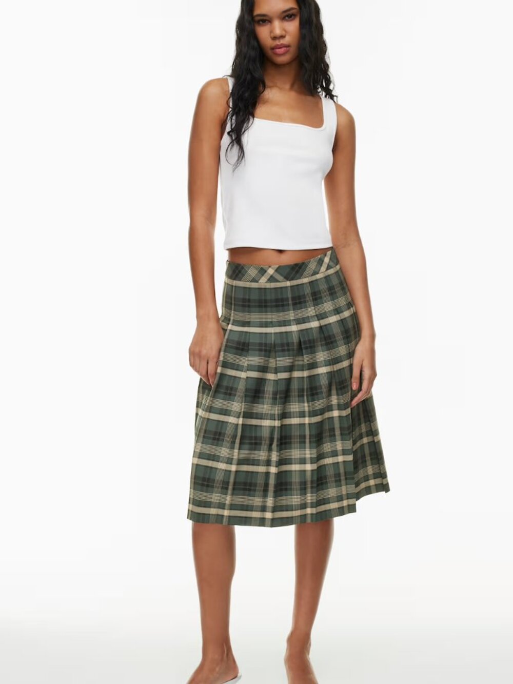 Green Pleated Skirt